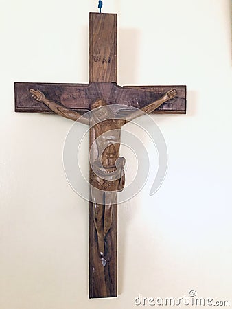Jesus on the cross wooden ornament Stock Photo