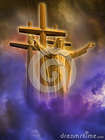 Jesus and crosses Stock Photo