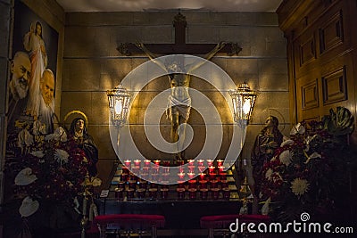 Jesus on the Crucifix in the Fishermans Church in Xabia Editorial Stock Photo