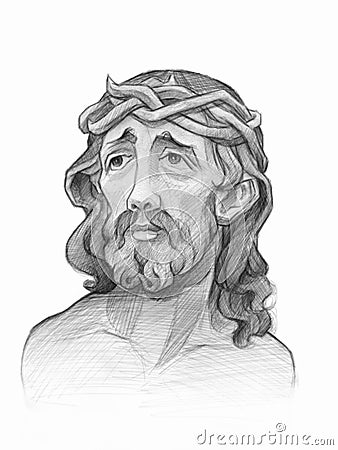 Jesus digital pencil sketch Stock Photo