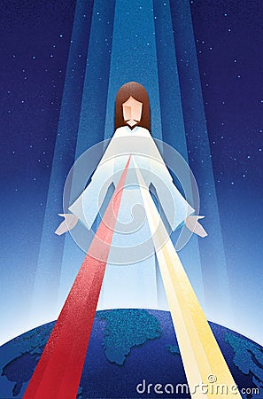 Jesus Divine Mercy love the earth protect the earth Jesus grace merciful and compassion Stock Photo