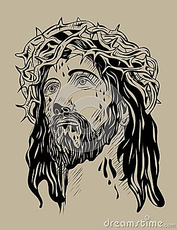 Jesus Face Vector Illustration