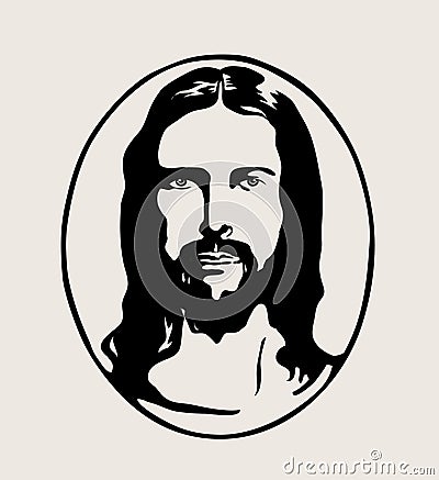 Jesus Face Silhouette Logo, art vector design Vector Illustration