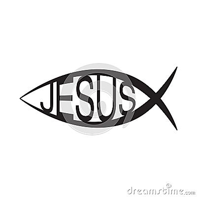 Jesus Fish, Christian Ichthys Fish symbol icon Vector Illustration