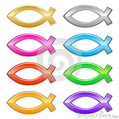 Jesus Fish Icons Vector Illustration