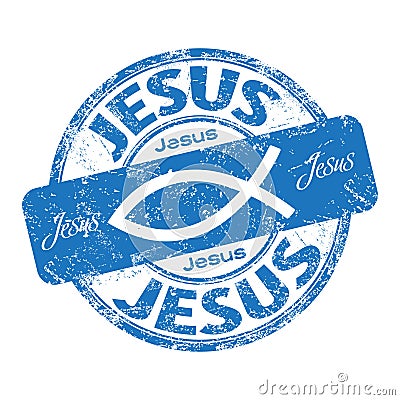 Jesus fish rubber stamp Vector Illustration