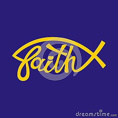 Jesus fish with the word faith. Vector Illustration