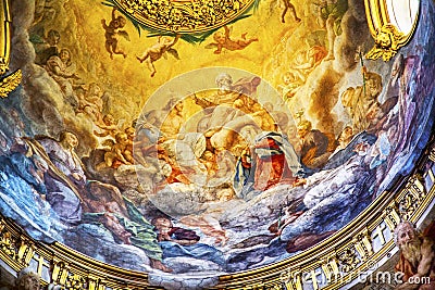 Jesus Fresco Dome Ceiling Santa Maria Maddalena Church Rome Ita Stock Photo