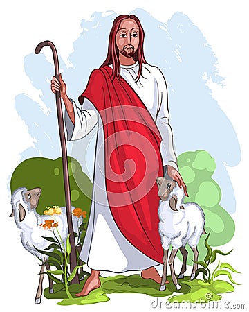 Jesus is a good shepherd Vector Illustration