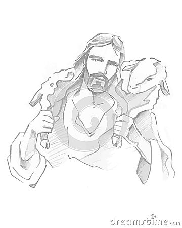 Jesus Good Shepherd Vector Illustration