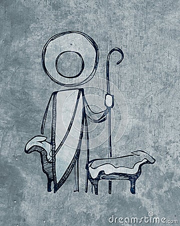 Jesus Good Shepherd illustration Cartoon Illustration