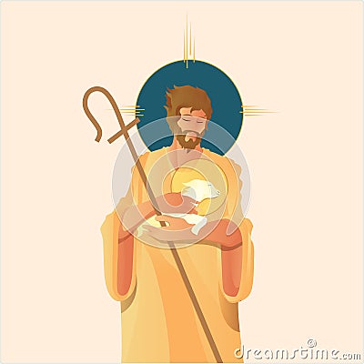 Jesus Good Shepherd Illustration Jesus Lamb of God Vector, Jesus Priesthood Vocation Catholic Stock Photo