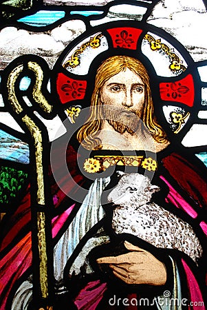 Jesus holding a lamb Stock Photo