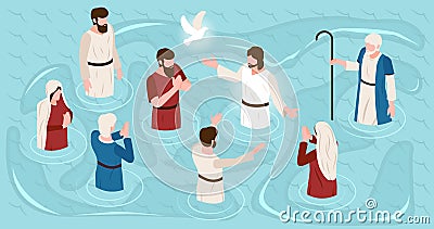 Jesus Life Composition Cartoon Illustration