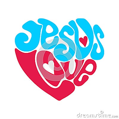 Jesus love heart. Christian illustration. Vector Illustration