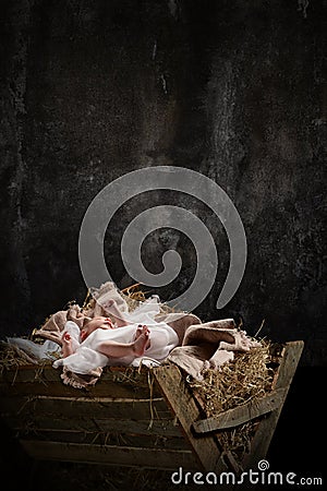 Jesus on a Manger Stock Photo