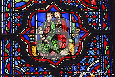 Jesus Mary Joseph Stained Glass Sainte Chapelle Paris France Stock Photo