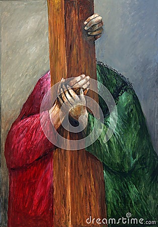 Jesus meets His Mother, 4th Stations of the Cross in St. Stephen`s church in Wasseralfingen, Germany Editorial Stock Photo