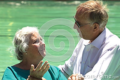 Evangelist Baptism senior woman Editorial Stock Photo