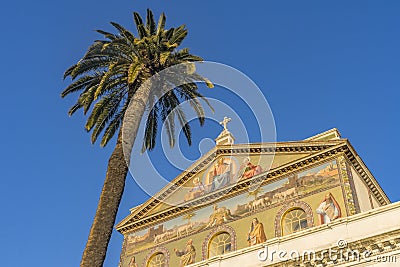 Jesus Mosaic Facade Papal Basilica Paul Beyond Walls Rome Italy Stock Photo