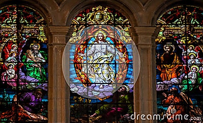 Jesus, Moses and Saint Paul - Stained Glass Stock Photo