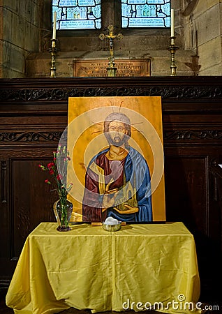 Jesus painting. Church interior. Christs Church, Lancaster. UK Editorial Stock Photo