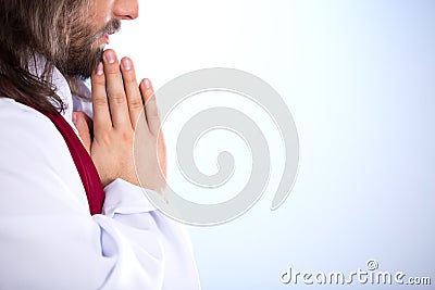 Jesus praying, profile side view Stock Photo