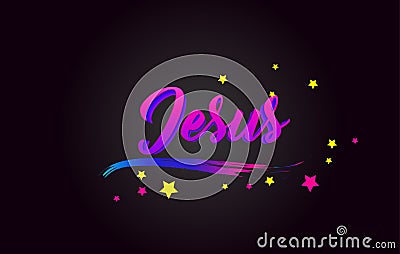 Jesus Purple Handwritten lettering typography. Word for logotype, badge, icon, card, postcard, logo, banner, tag Vector Vector Illustration