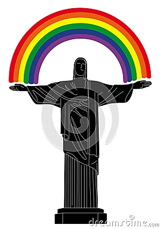 Jesus with rainbow Vector Illustration