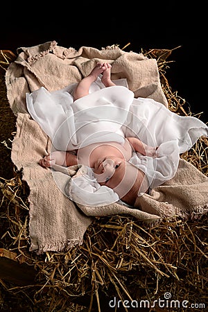 Jesus Resting on a Manger Stock Photo