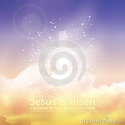 Jesus is risen, Easter illustration with transparency and gradient mesh. Cartoon Illustration