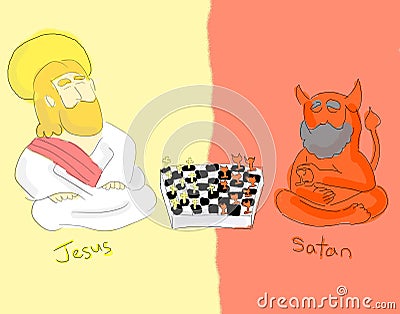 Jesus And Satan Board of Game Stock Photo