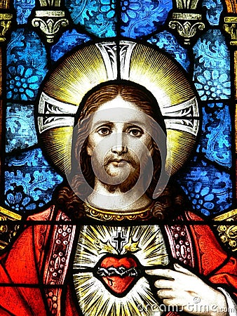 Jesus in Stained Glass Stock Photo