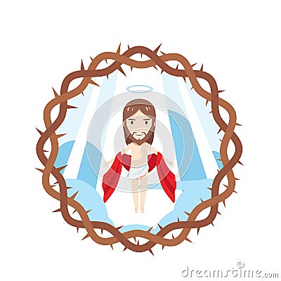 Jesus is taken to heaven inside a thorn Vector Illustration