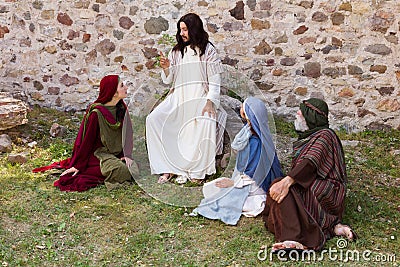 Jesus telling a parable Stock Photo