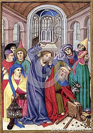 Jesus at the Temple Cartoon Illustration