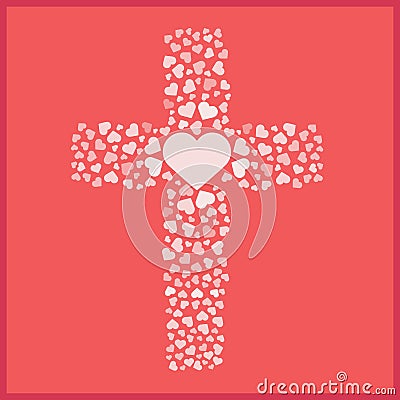 Jesus true love. Cross. Heart. Love. Vector illustration. Cartoon Illustration