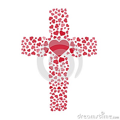 Jesus true love. Cross. Heart. Love. Vector illustration. Cartoon Illustration