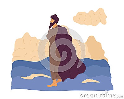 Jesus walking on water Vector Illustration
