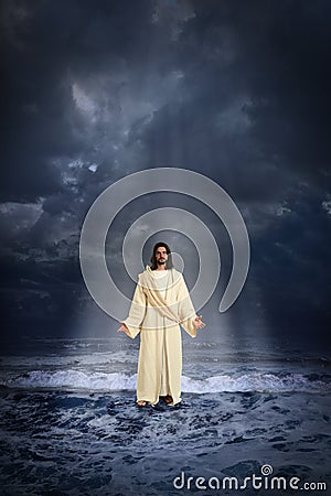 Jesus Walking on the Water Stock Photo