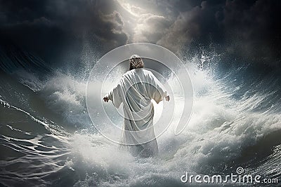 jesus walks on the water generative AI Stock Photo