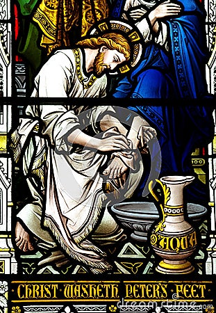 Jesus washing the feet of St. Peter Stock Photo