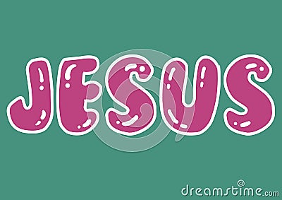 Jesus Word with in green background. Stock Photo