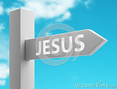 Sign or roadsign with jesus word, 3d rendering Stock Photo