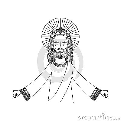 Jesuschrist with halo character religious icon Vector Illustration