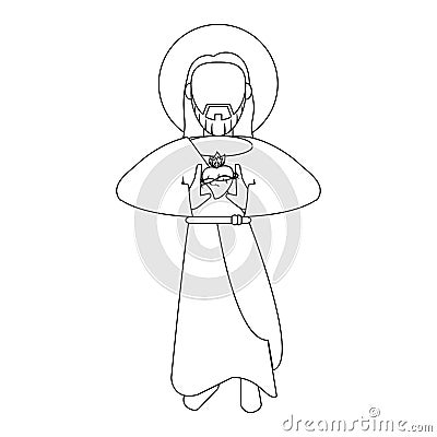 Jesuschrist man cartoon in black and white faceless Vector Illustration