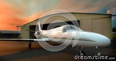 Jet Aircraft at dawn Stock Photo