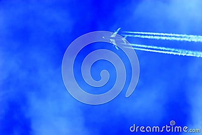 Jet aircraft flying overhead Stock Photo