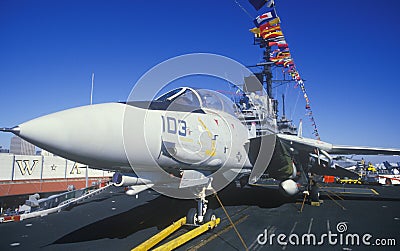 Jet Aircraft on the USS Forrestal Aircraft Carrier, New Orleans, Louisiana Editorial Stock Photo