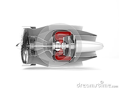 Jet airplane engine cross section Stock Photo